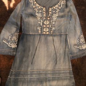 Denim Embroidered Dress